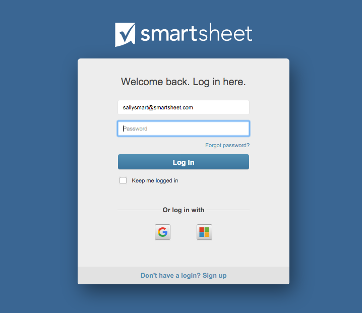 Logging In And Out | Smartsheet Help Articles