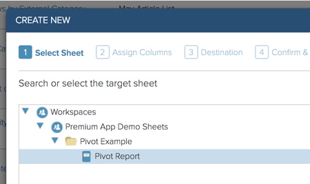 Sheet or report to be used as source for pivot table