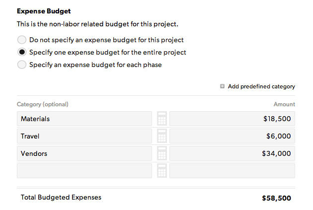 Cette image montre les paramètres du budget des dépenses.