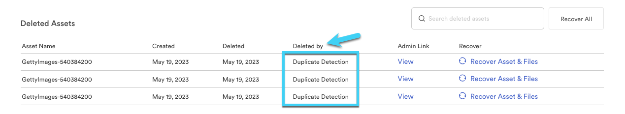 This image shows assets deleted by duplicate detection.