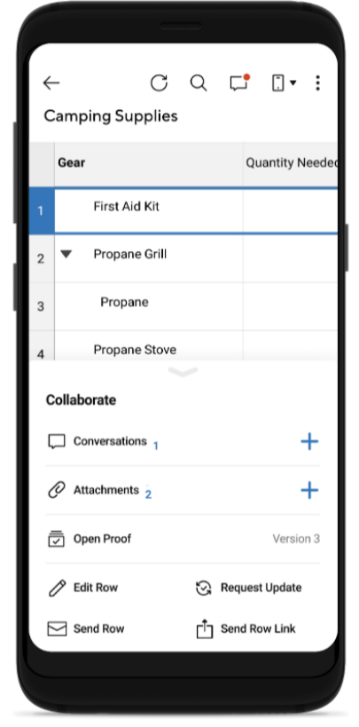 Grid and Gantt view in Smartsheet for Android