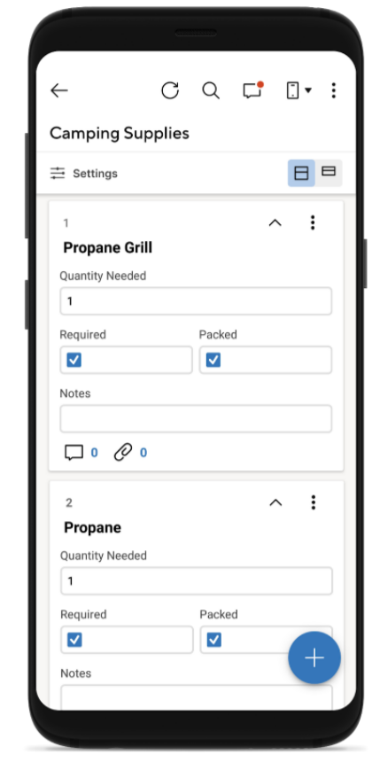 Selecting options in mobile view on Smartsheet for Android