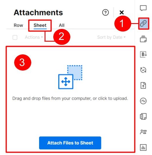 Attach files to a sheet or report