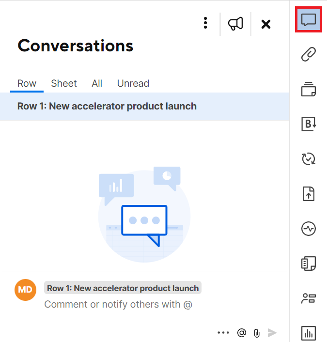 A screenshot of the Conversation panel