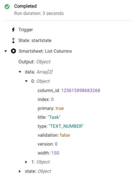 „Run Log“-Array