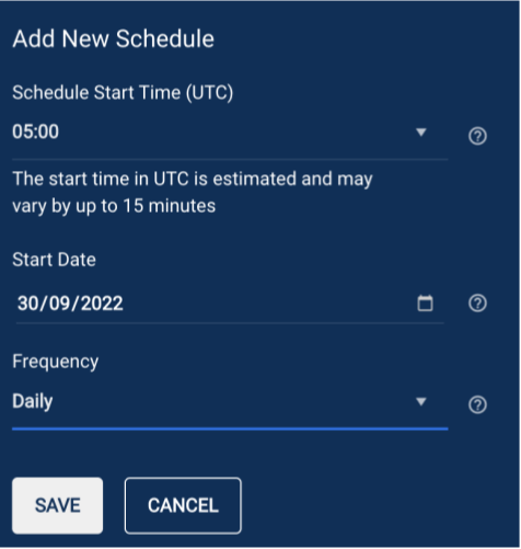 An example of the Schedule Trigger setup