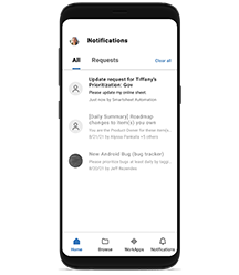 Notifications screen on Smartsheet for Android