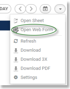 Comando Open Web Form (Abrir formulario web) en la aplicación Calendar