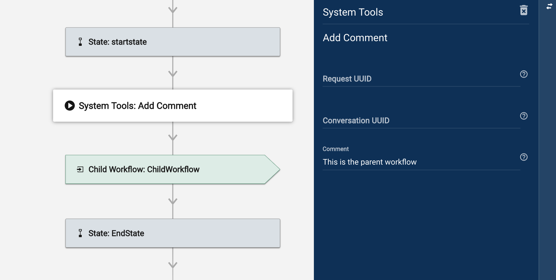 Parent Workflow with a System Comment