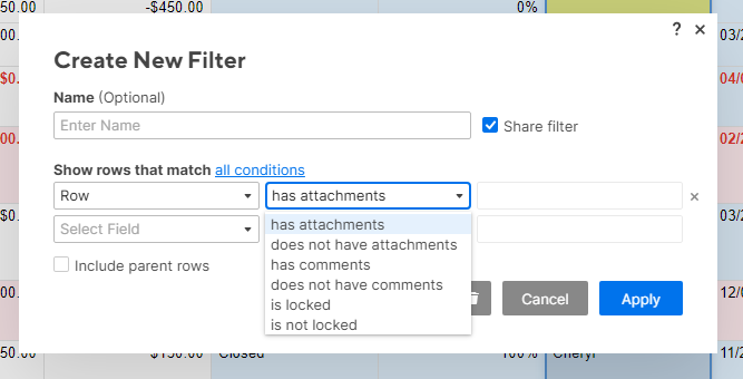 Create a filter to show or hide data | Smartsheet Learning Center