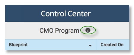 Ansicht des Control Center-Symbols „Informationen“.