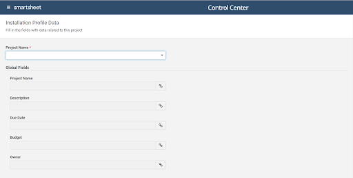 Fenêtre de données de profil de Control Center