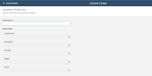 Finestra Dati profilo Control Center