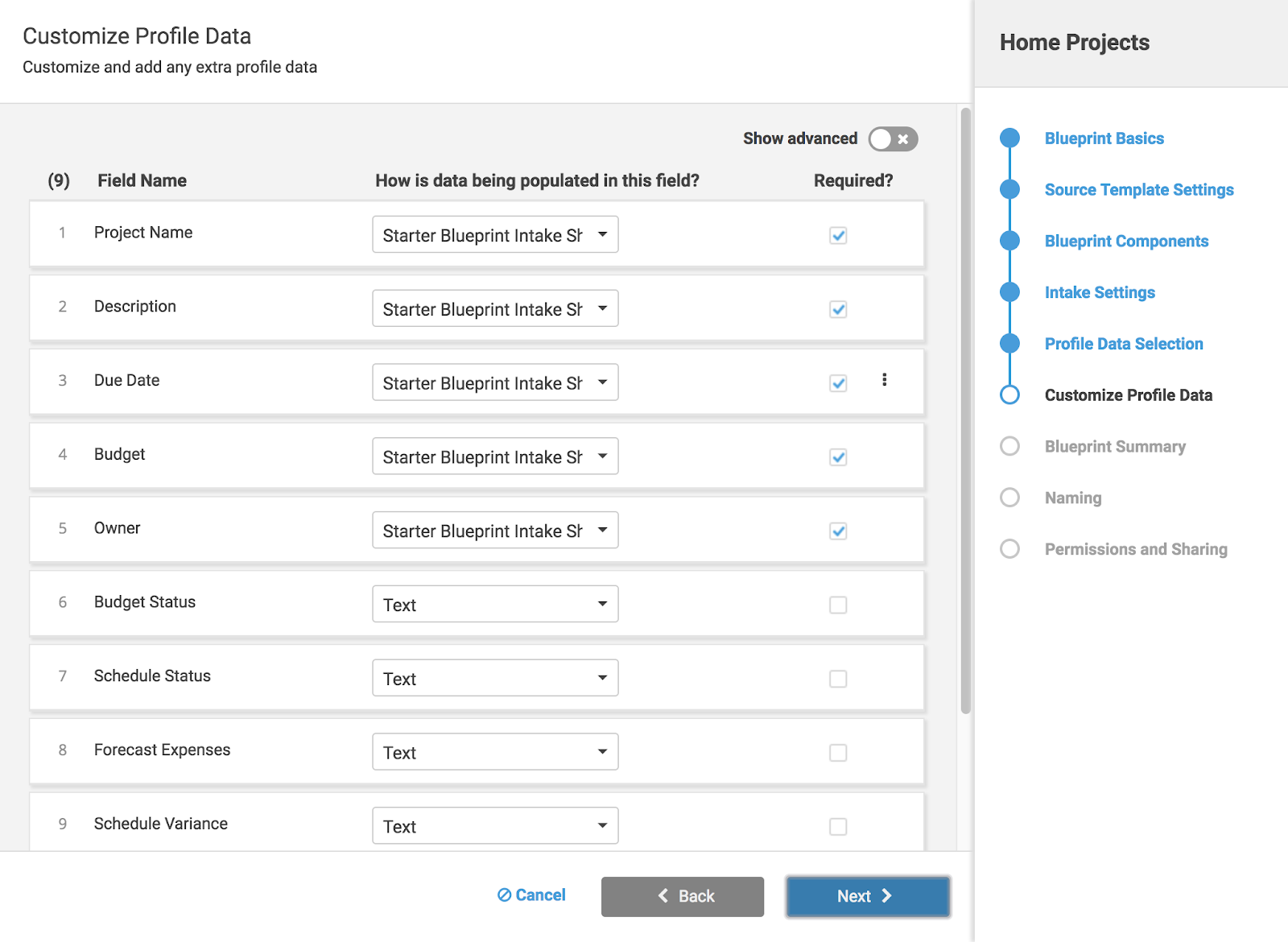 Smartsheet Control Center - Personnaliser les données de profil