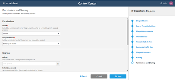 Smartsheet Control Center Permissions and Sharing