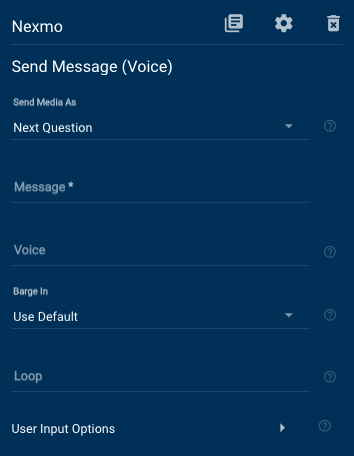 Send Message voice fields