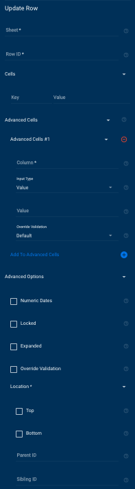 Módulo Update Row de Smartsheet