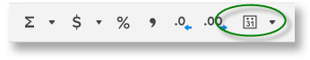 Image showing the date format button in the tool bar