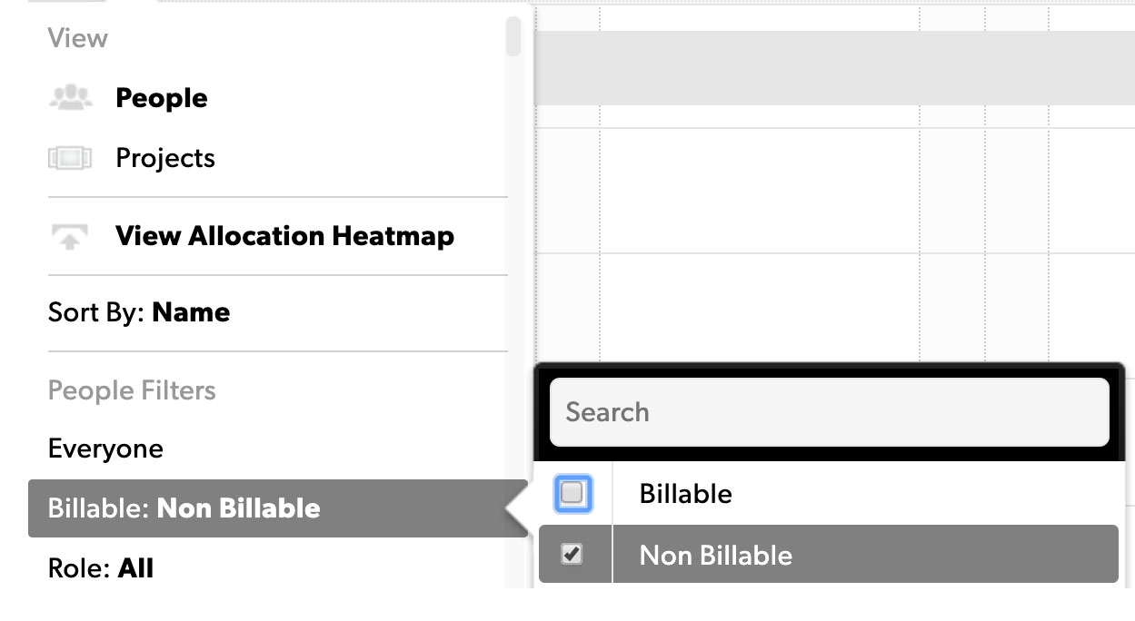 This image shows the non billable option on the schedule