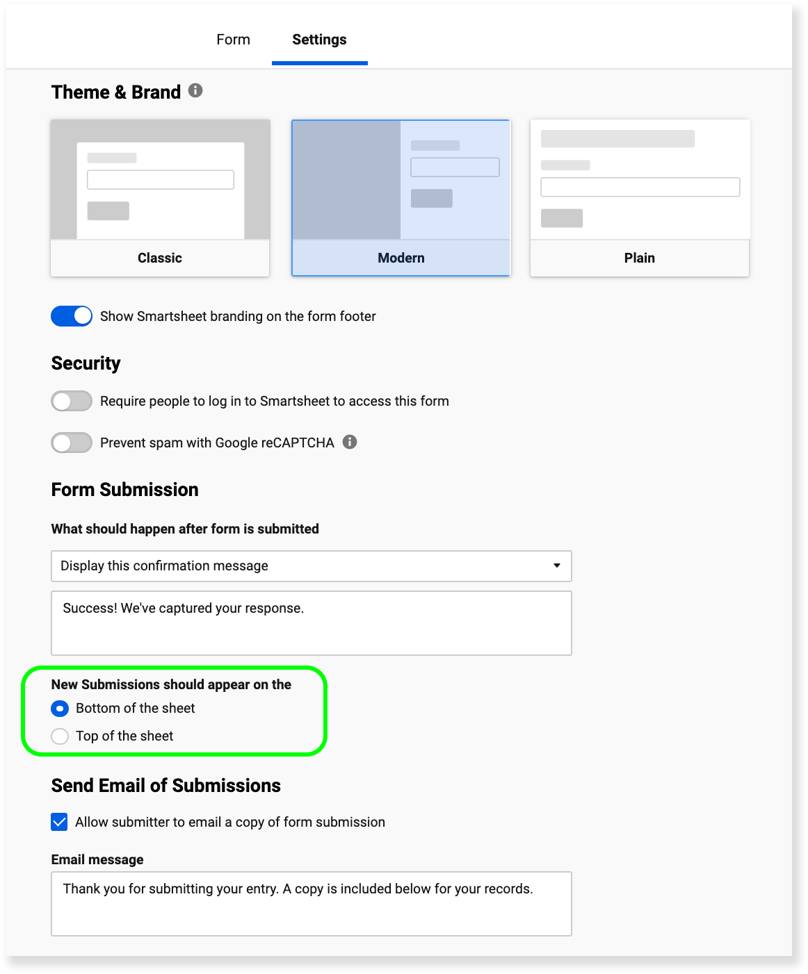 Form submissions