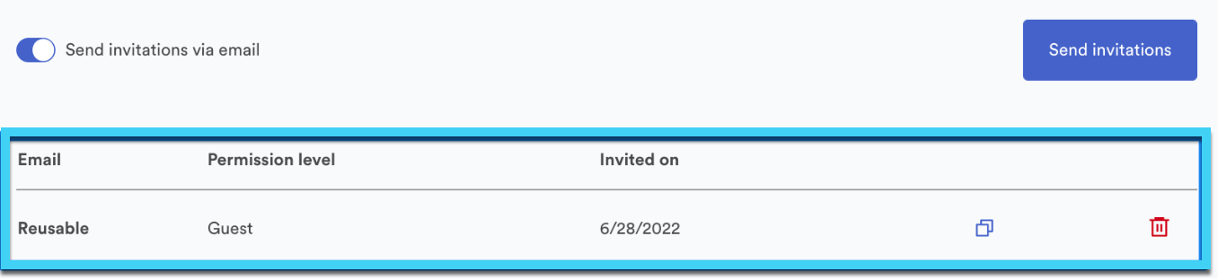 Screenshot of a reusable invite link.