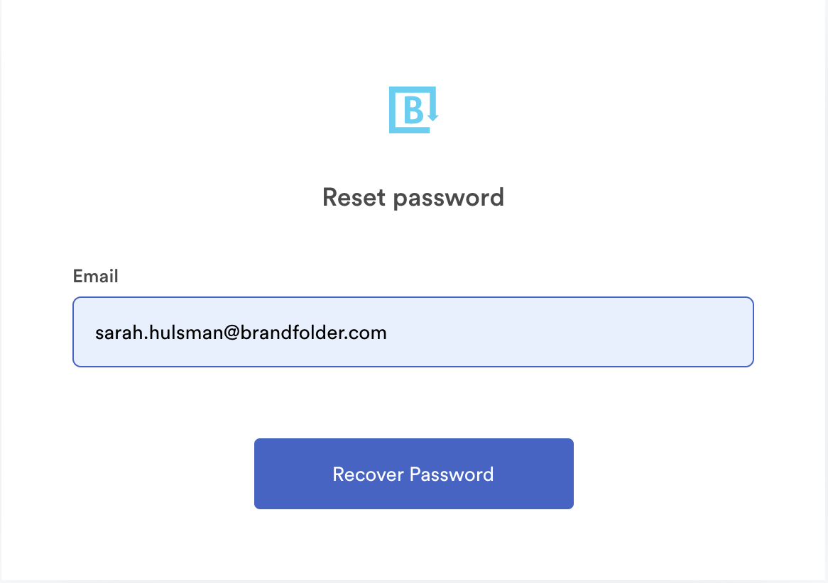 This image shows the box to enter your email for the recover password box.