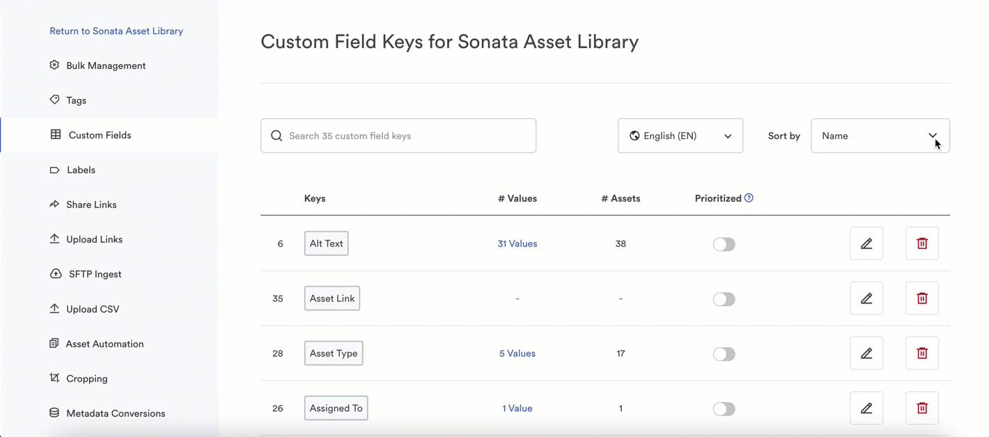 A gif that shows the custom field page. One of the custom fields is dragged above another on the page.