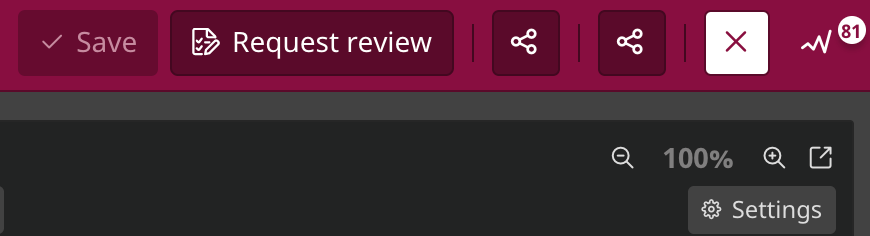This image shows the request reviews button in the top right corner of the document editor screen. 