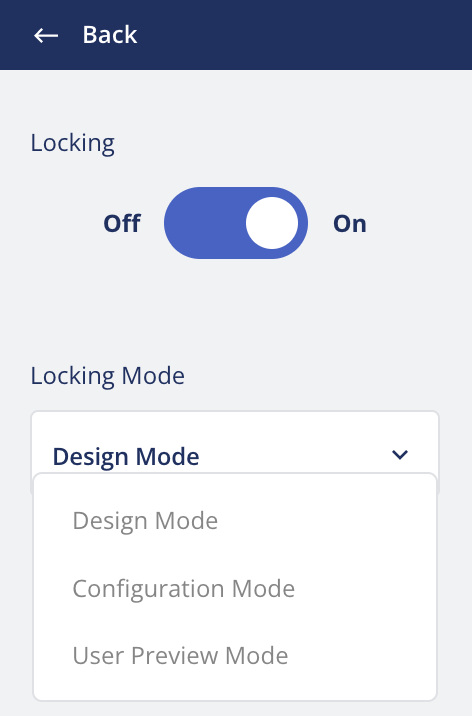 This image shows the three locking mode options. 