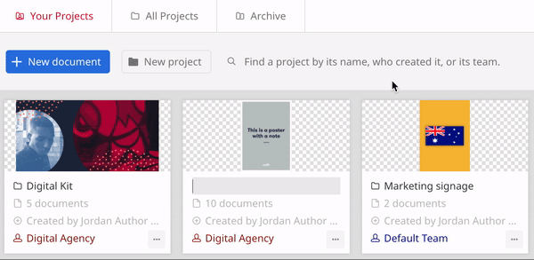 This gif shows the renaming process for a project.
