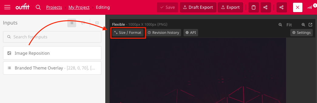 This image shows the size/format button in the document editor. 