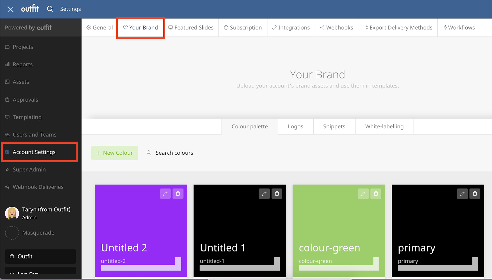 This images shows how to navigate to your brand in your account settings.