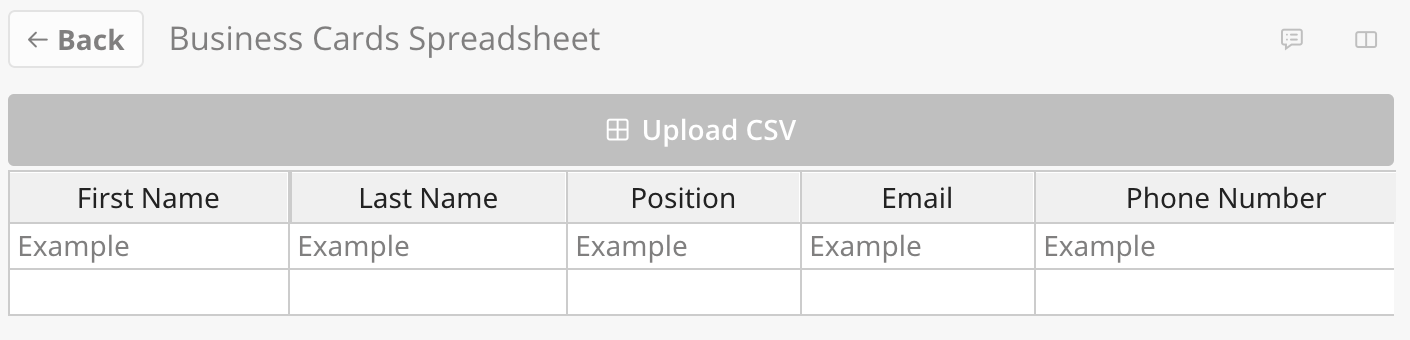 This image shows an example of CSV inputs.